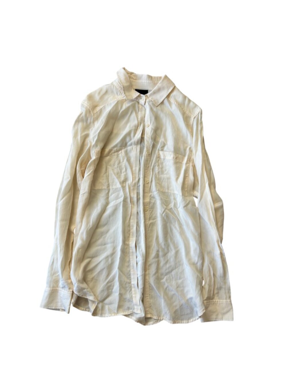 Trouve Cream Button Down Long Sleeve Top